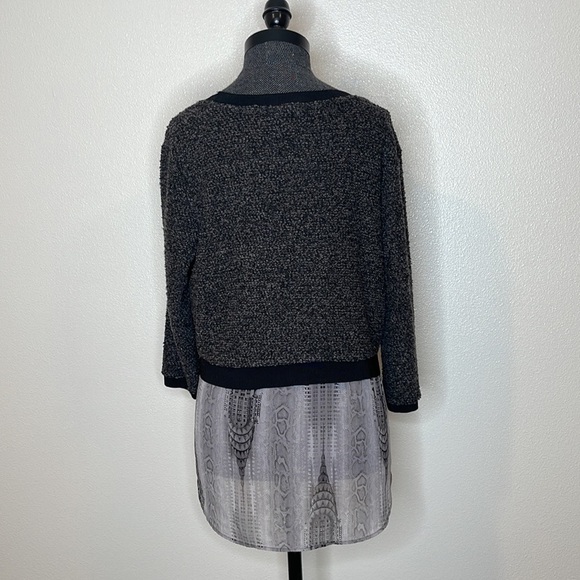 Elie Tahari For Design Nation Layered NY Sweater Top Chiffon Bottom Mixed Media - Picture 8 of 8